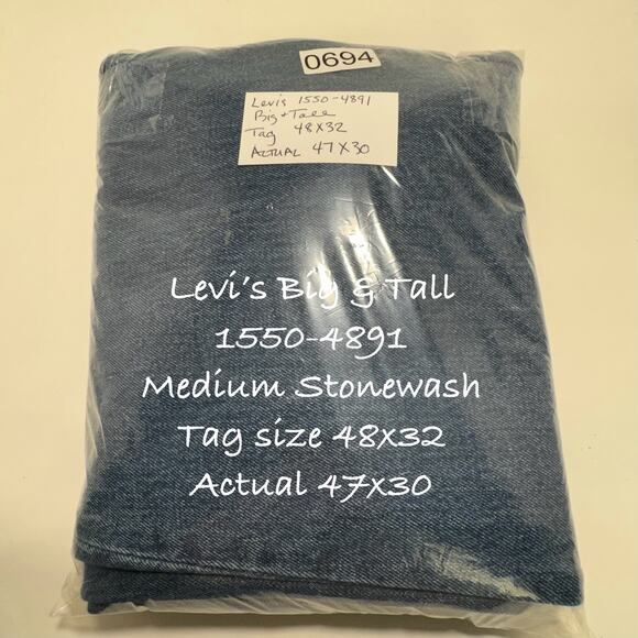 Levis Relaxed Straight 550 Baggy Jeans Stonewash Cotton 47x30* (48x32) Big&Tall - Picture 16 of 16